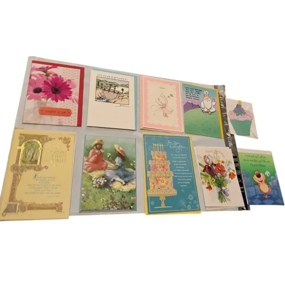 Lot 10 Birthday Cards Hallmark Shoebox Heartline Mixed‎ Designs with Envelopes